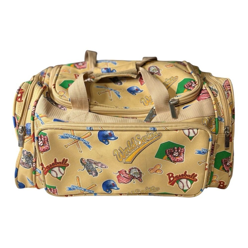 Vintage Baseball Print Duffle Bag | Y2K Travel Weekender Luggage World Series
